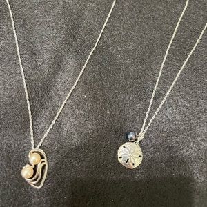 Sterling Silver Pearl Necklaces set of 2